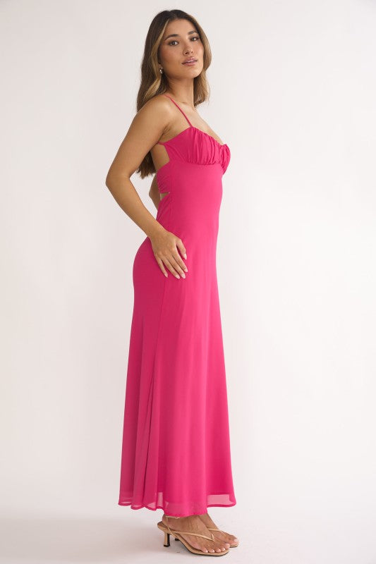 Francesca Twist Back Fuchsia Maxi Dress