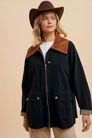 COTTON OVERSIZED CORDUROY COLLARED JACKET