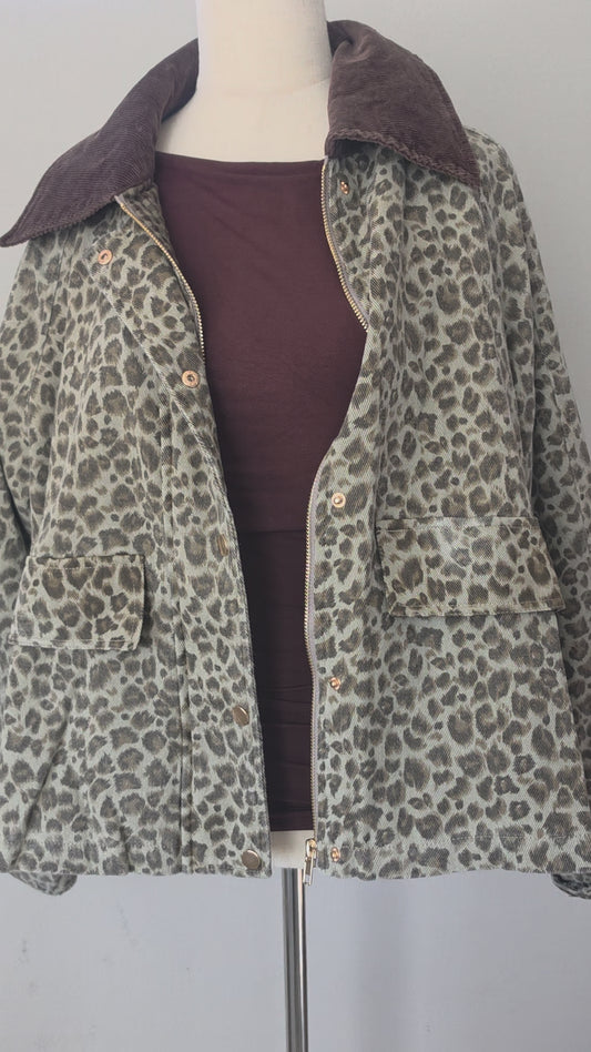 Leopard Cotton Relaxed Chore Jacket