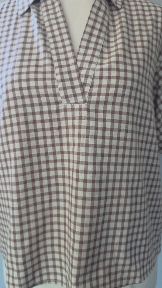 Dreama Cotton Gingham Puff Sleeve Blouse