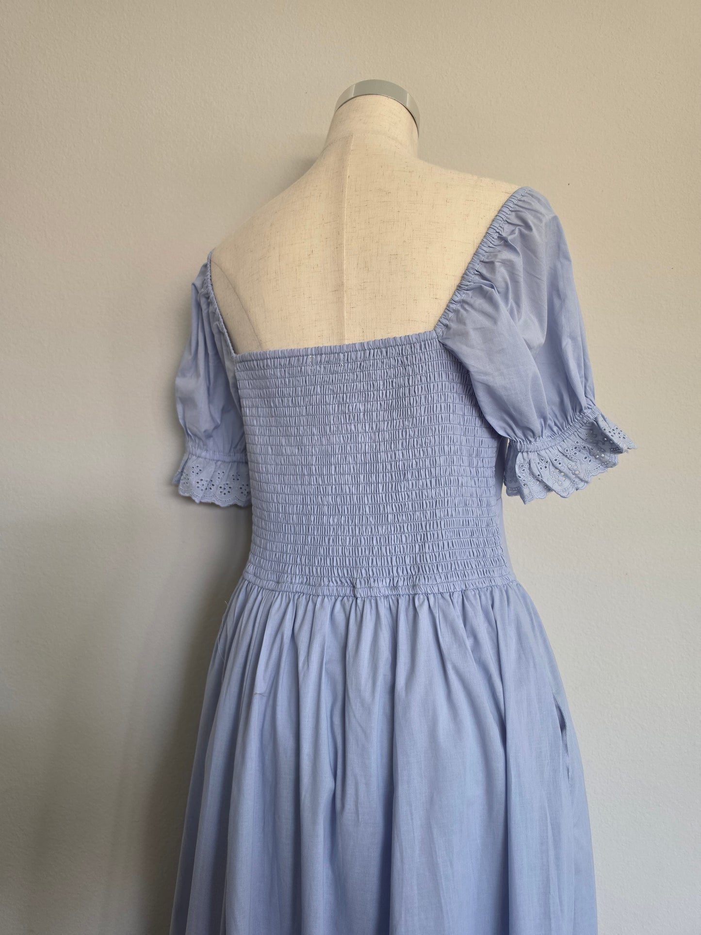 Lace Detail Cotton Blue Aura Maxi Dress