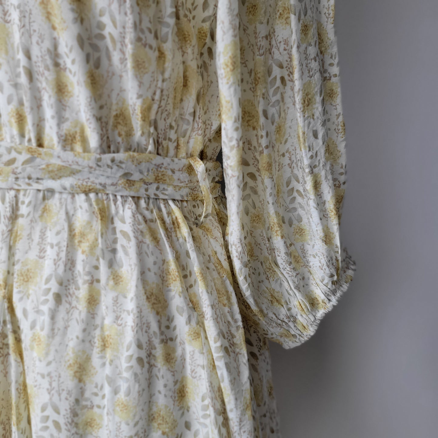 FLORAL FLARE SKIRT BUTTON DRESS Butter Yellow