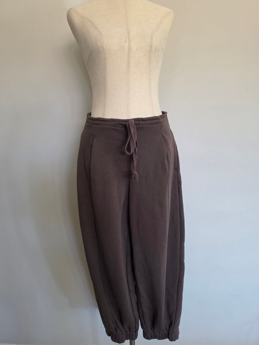 Relaxed Wide Leg Jogger Sweatpants Cotton Dark Brown