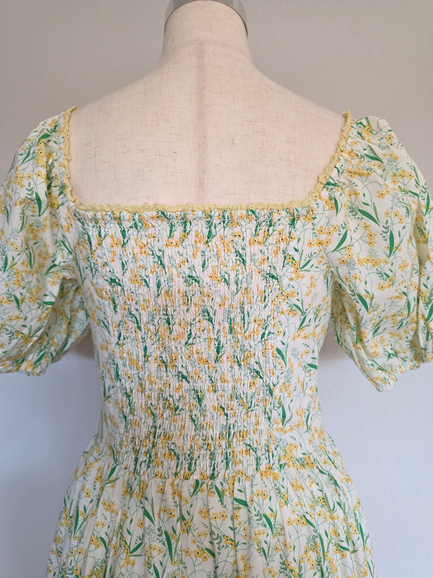 Melissa Daffodil Floral Cotton Square Neck Maxi Dress
