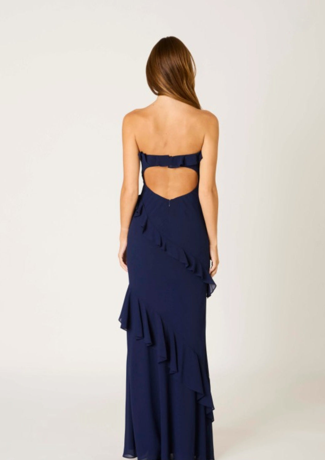Cara Strapless Maxi Open Back Navy Dress