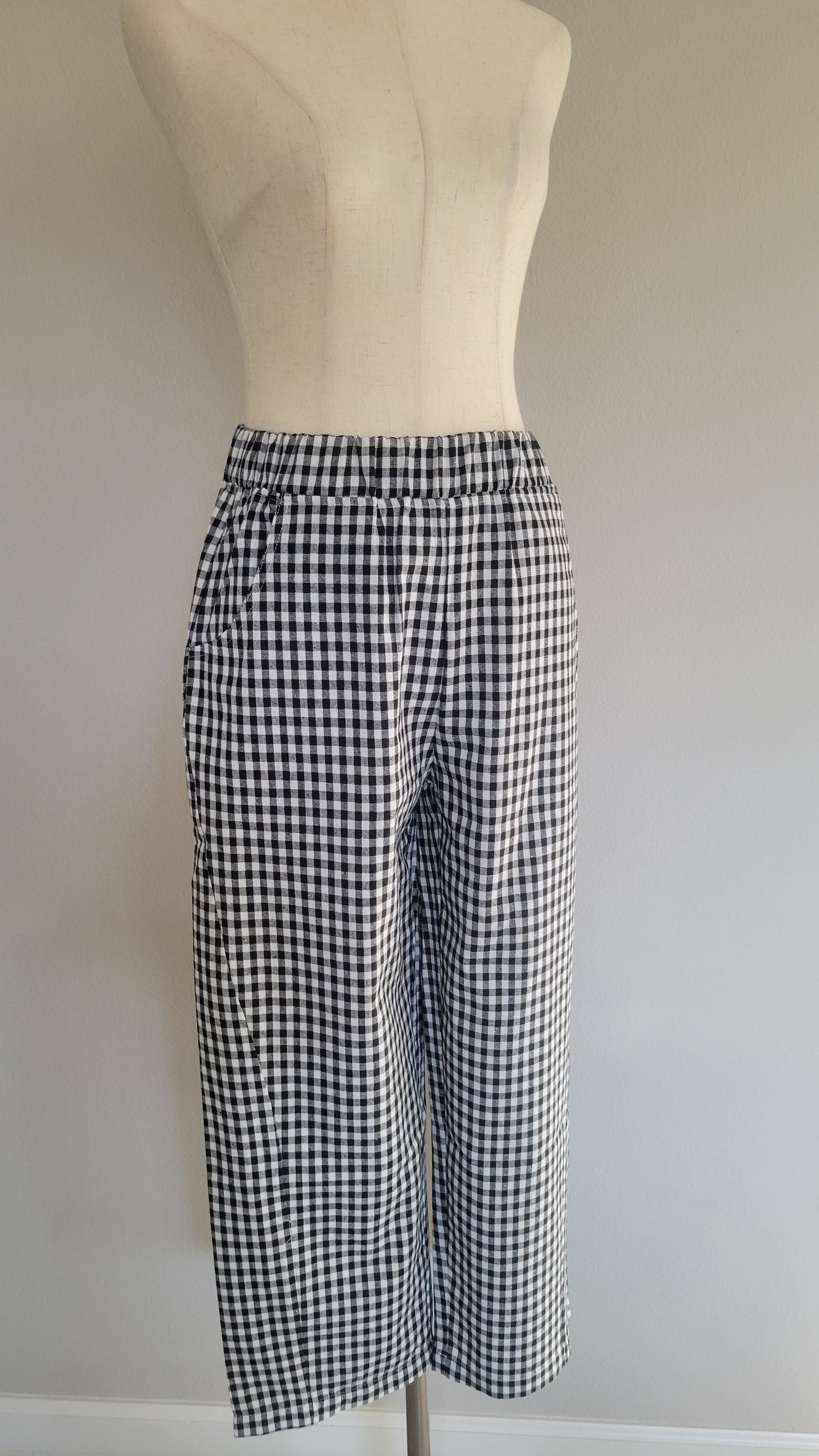 Erica Gingham Cotton Straight Pants