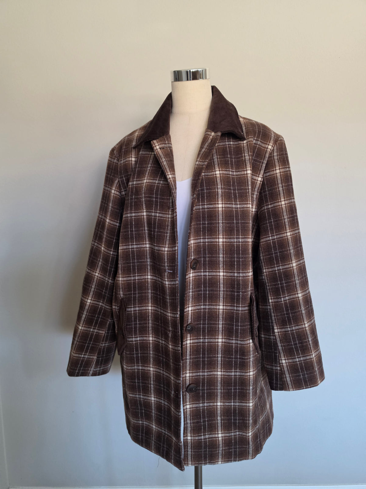 Plaid Midlength Barn Brown Jacket