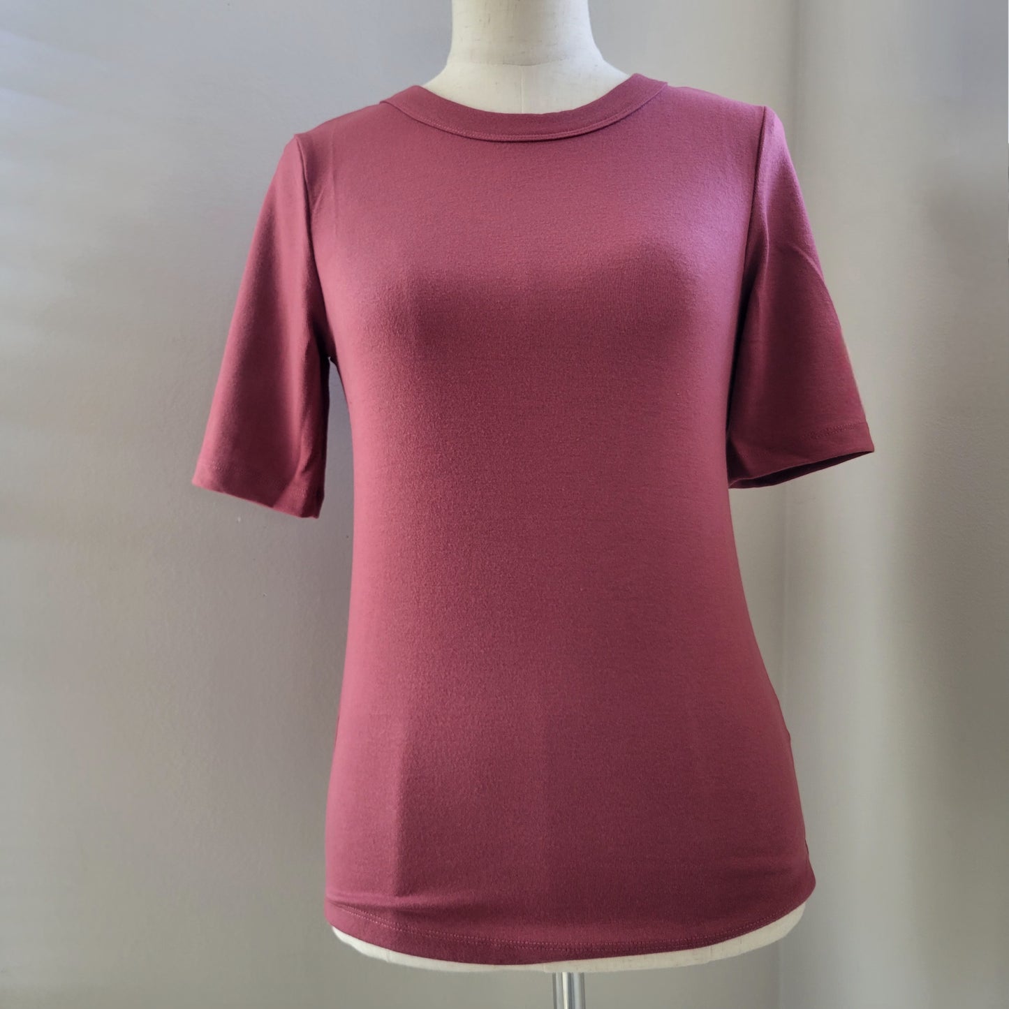 Ultra Soft Basic Short Sleeve Top Burgundy