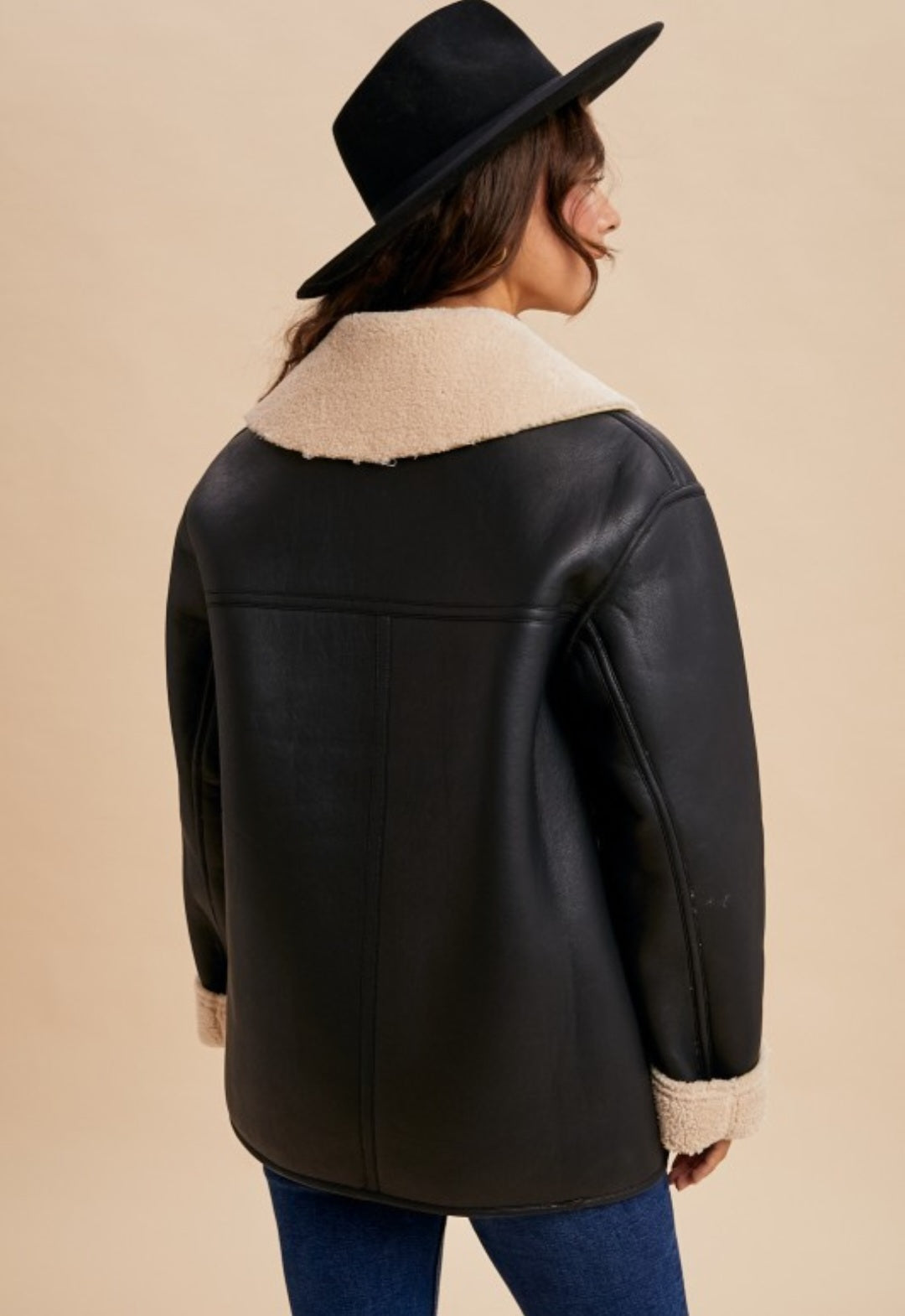 Vegan Leather SHEARLING COAT