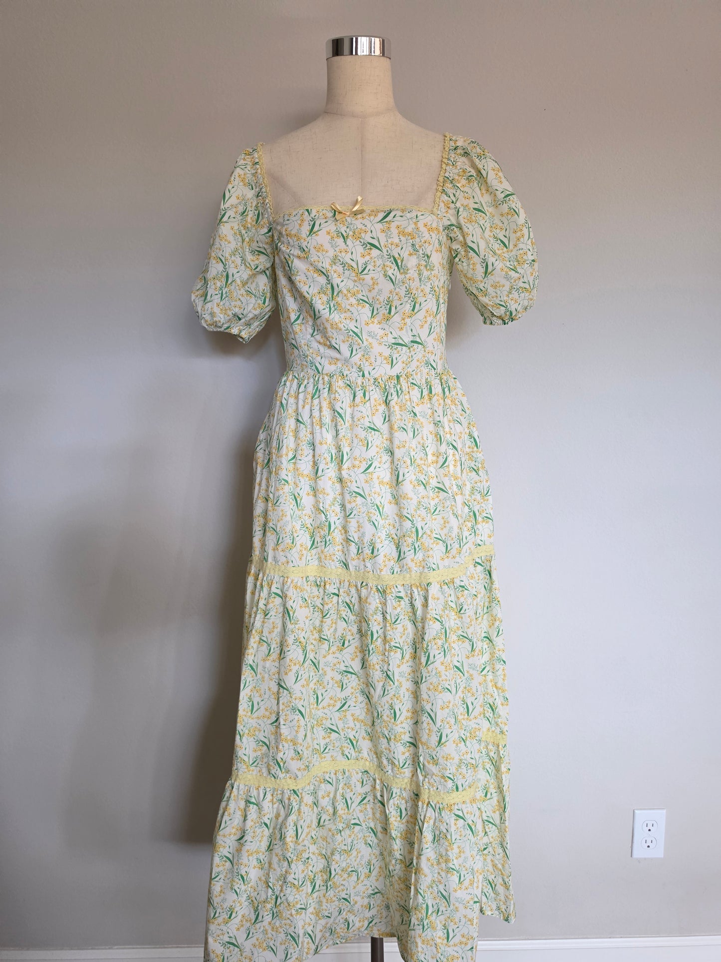 Melissa Daffodil Floral Cotton Square Neck Maxi Dress