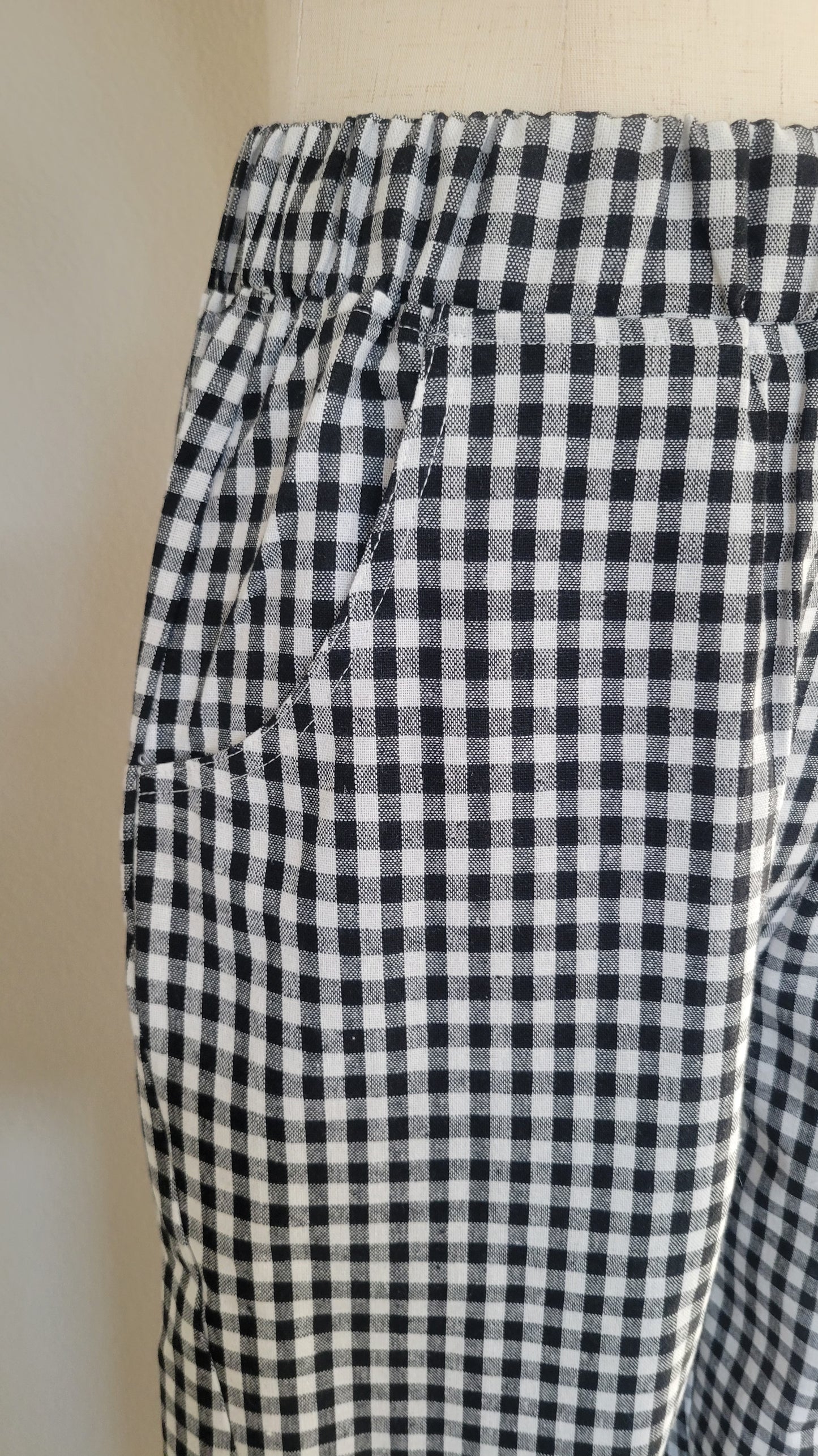 Erica Gingham Cotton Straight Pants
