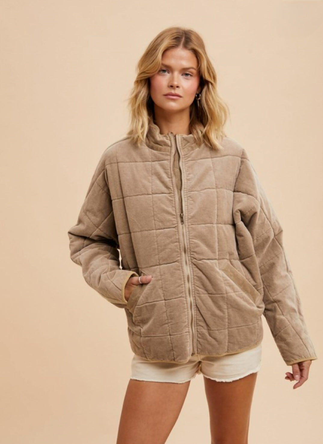 QUILTED CORDUROY PUFFER JACKET