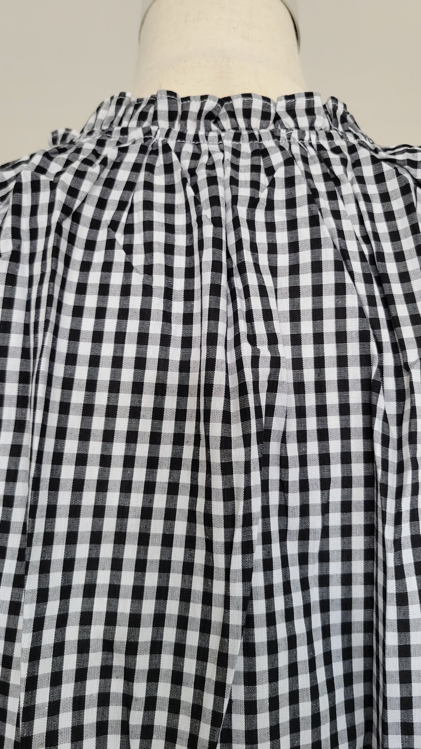 Morgan Gingham Puff-sleeve Shirt