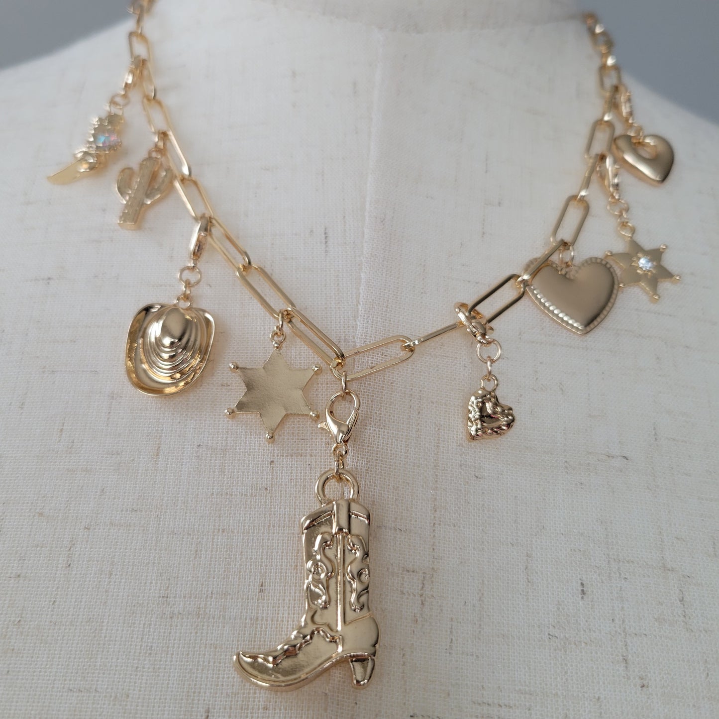 INTERCHANABLE WESTERN BOOT HAT CHARM NECKLACE