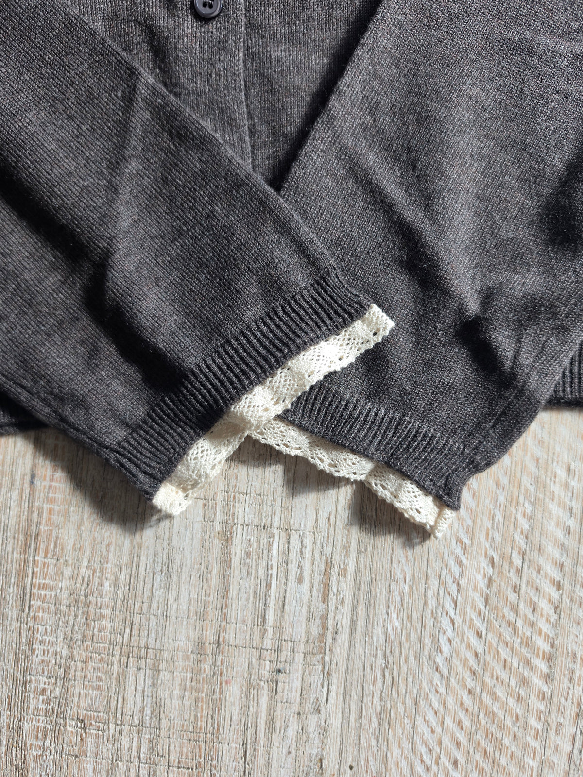 Fine Knit Lace Espresso Brown Cardigan