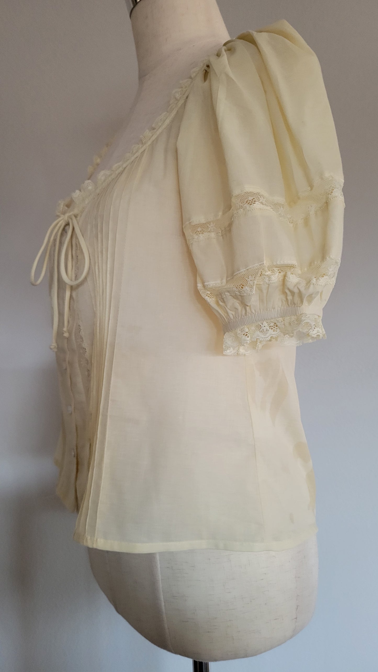 Kim Tie-front Pintuck Cotton Butter Yellow Blouse