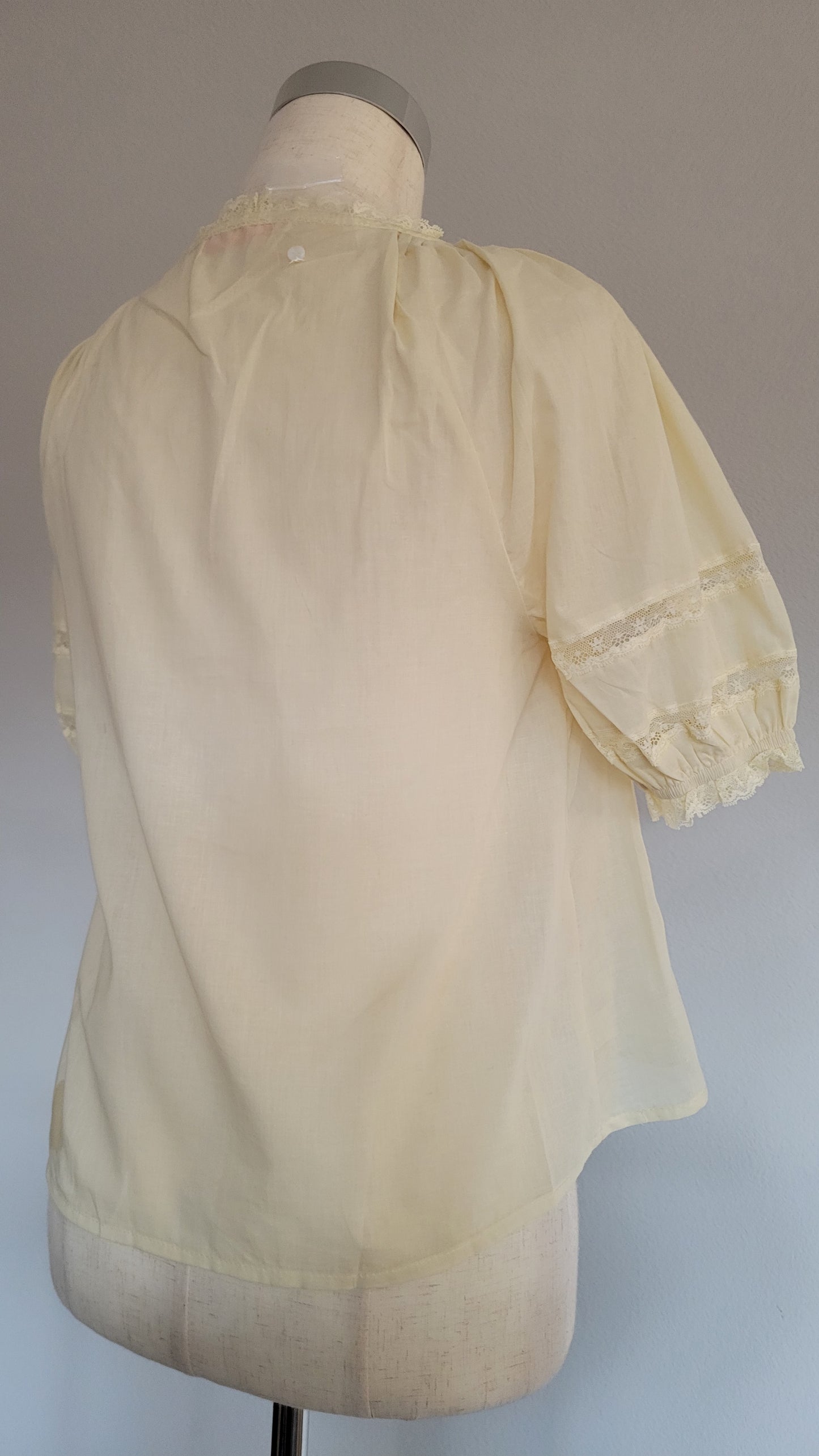 Kim Tie-front Pintuck Cotton Butter Yellow Blouse