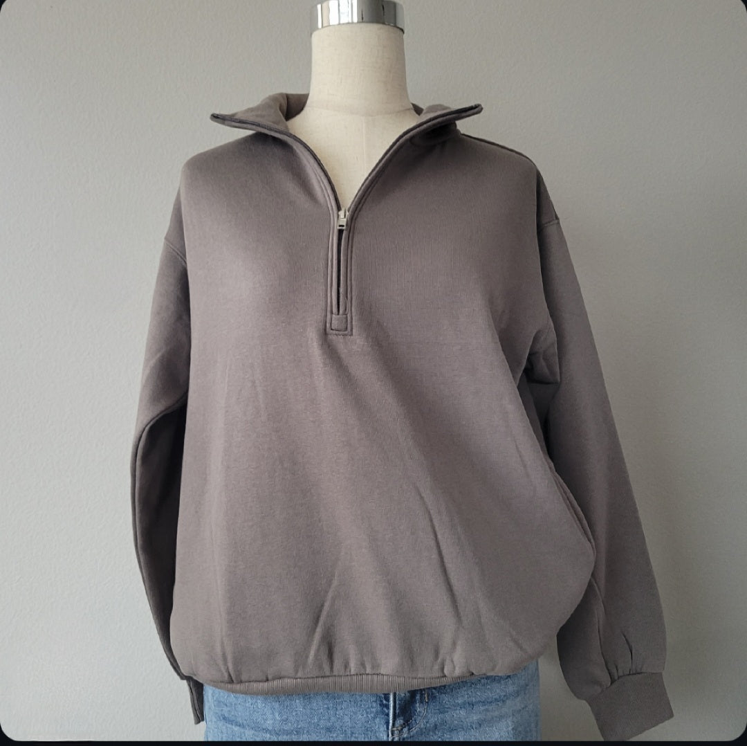 SOFT FLEECE HALF ZIP UP WITH MOCK NECK COLLAR 3 COLORS