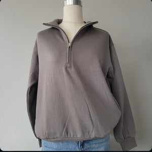 SOFT FLEECE HALF ZIP UP WITH MOCK NECK COLLAR 3 COLORS