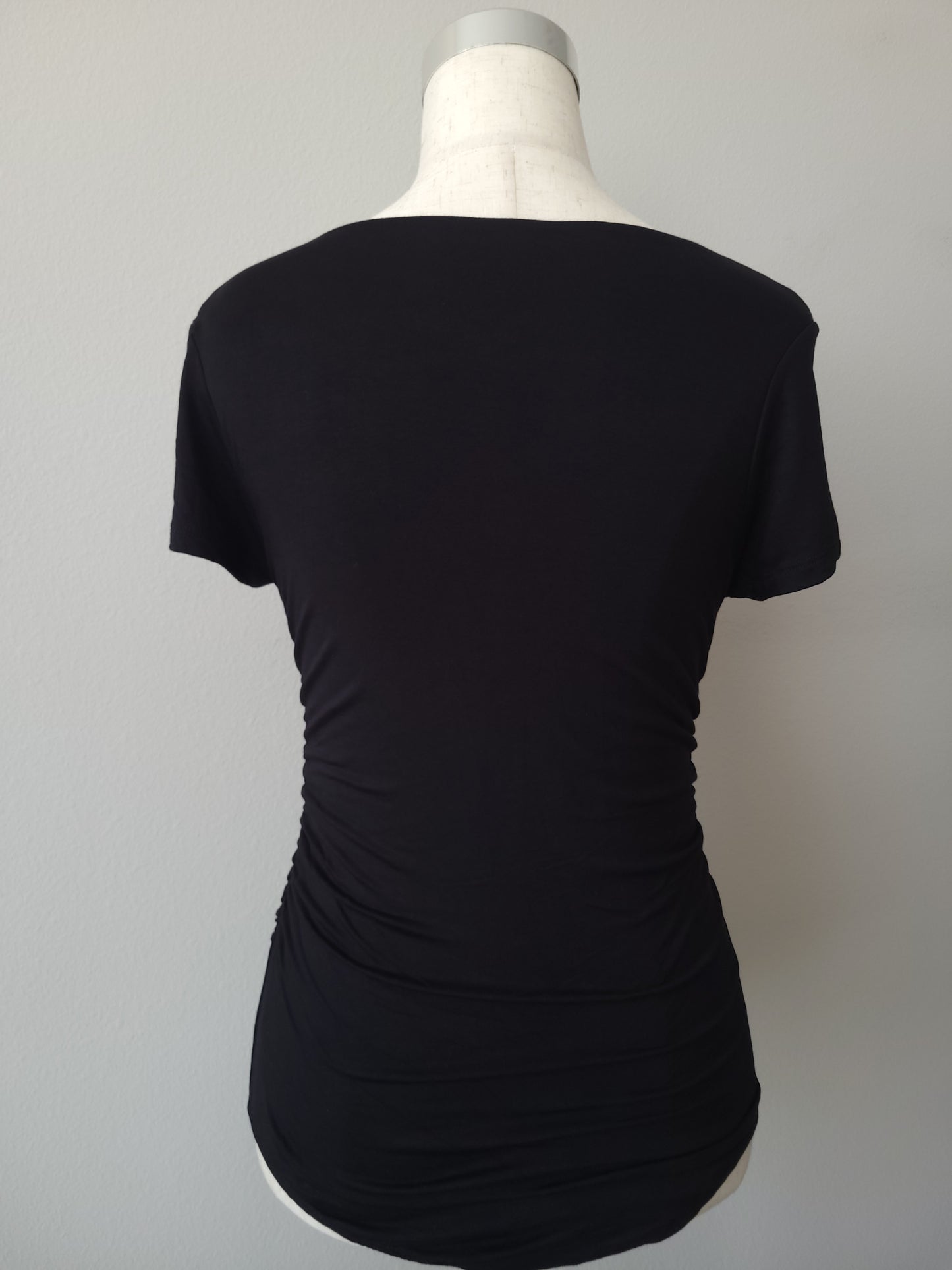 RUCHED CREWNECK SHORT SLEEVE BODYSUIT 2 COLORS