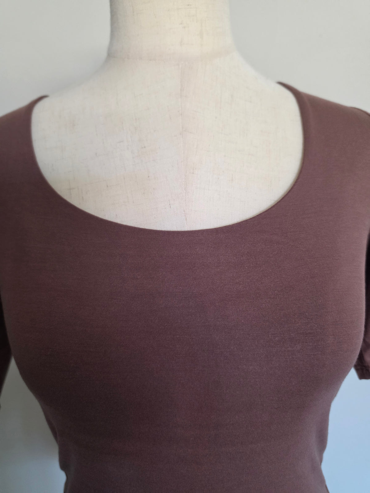 Soft Double Layer Short Sleeve Cropped Top Brown