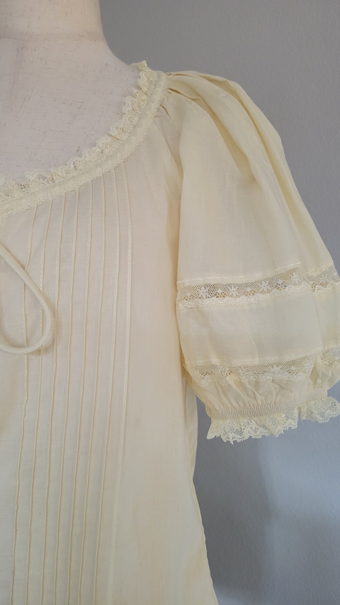 Kim Tie-front Pintuck Cotton Butter Yellow Blouse