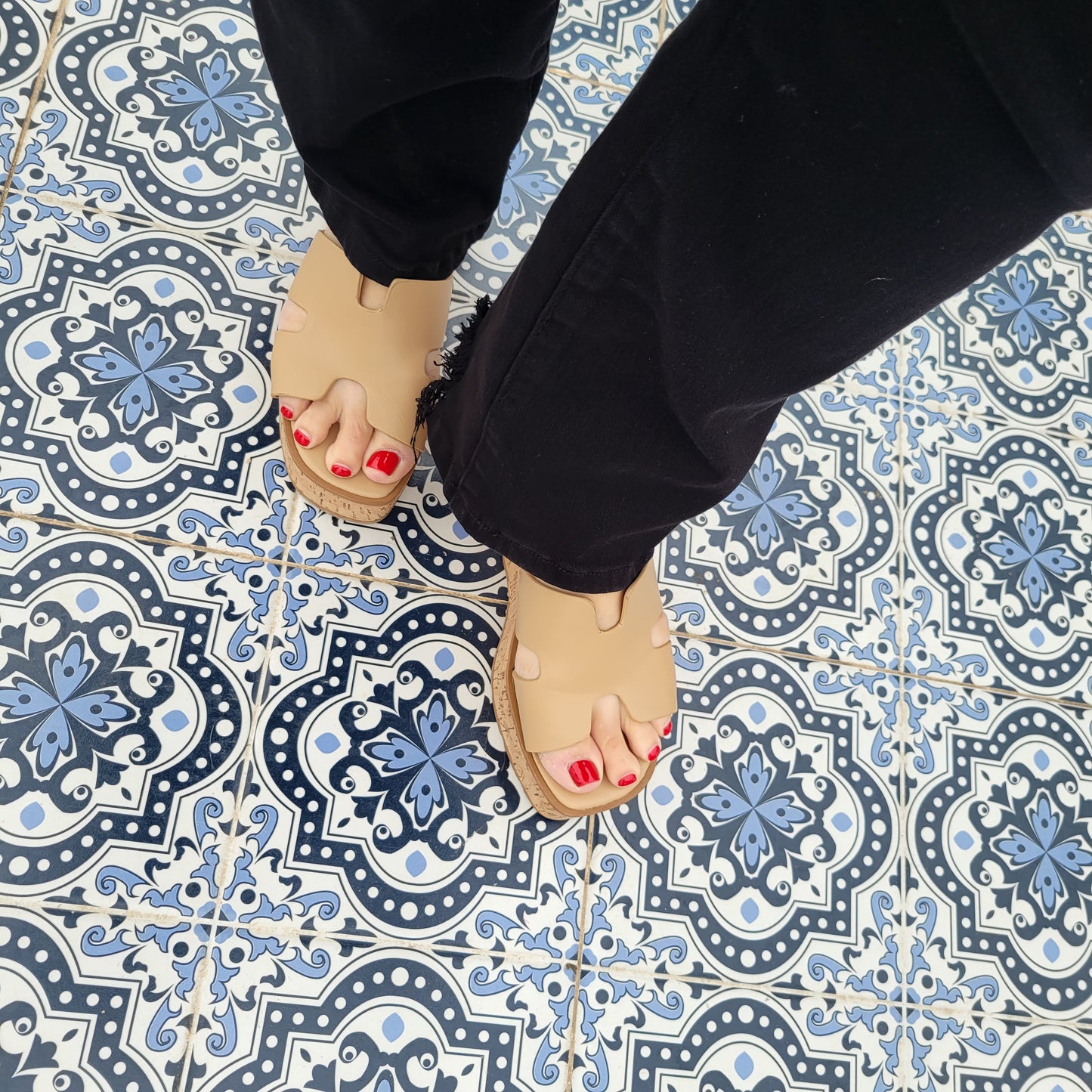 Platform Heel Taupe Sandal