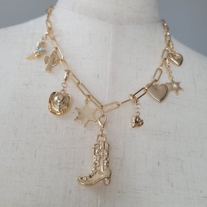 INTERCHANABLE WESTERN BOOT HAT CHARM NECKLACE