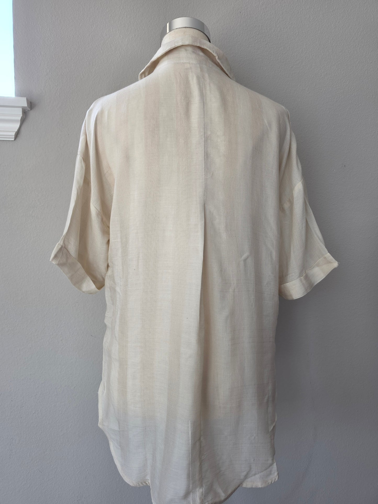Allison Striped Collared V Neck Relaxed Button Down Shirt 2 Colors