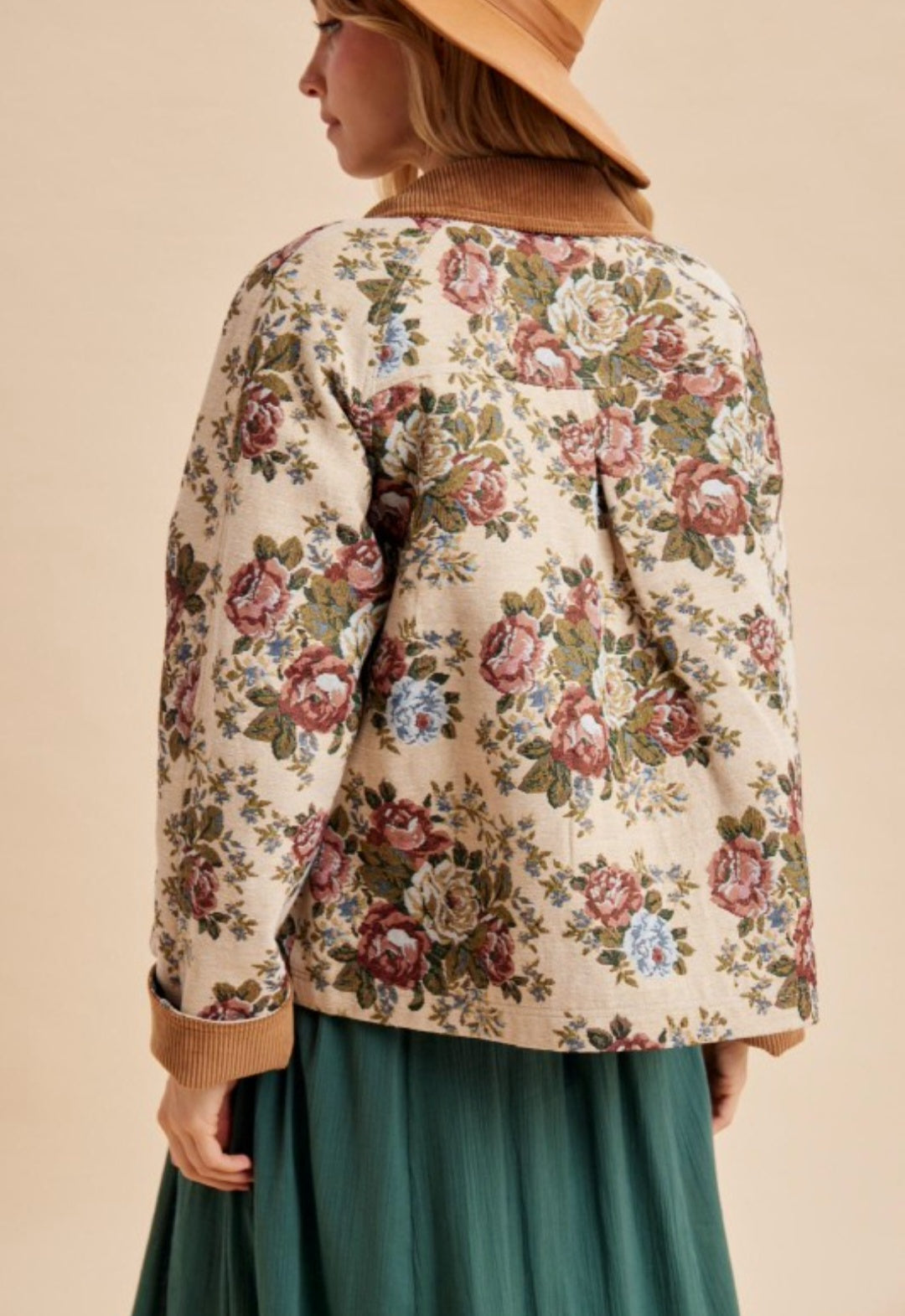 Vintage English Rose Tapestry Fabric Barn Jacket