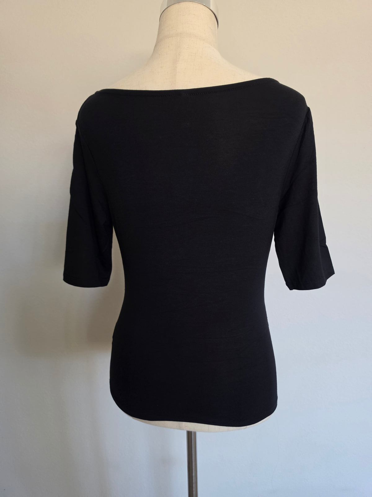 Soft Cowl Neck Short Sleeve Top Black