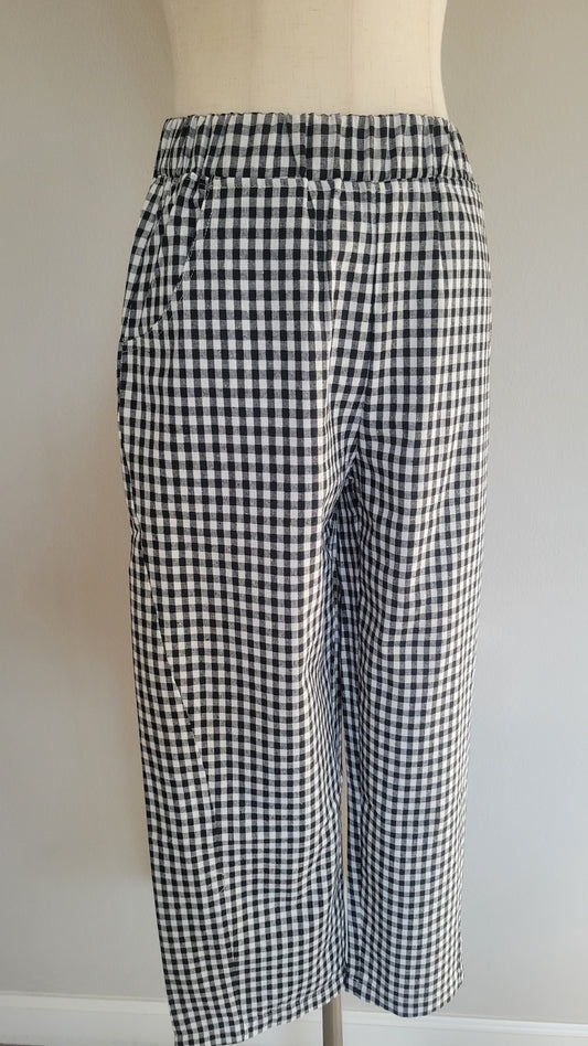 Erica Gingham Cotton Straight Pants