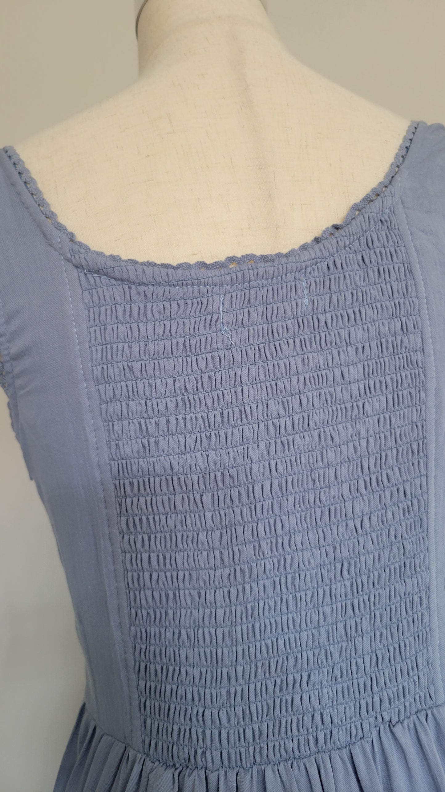 Kass Corset Lace up Romantic Cotton Sleeveless Maxi Dress Blue