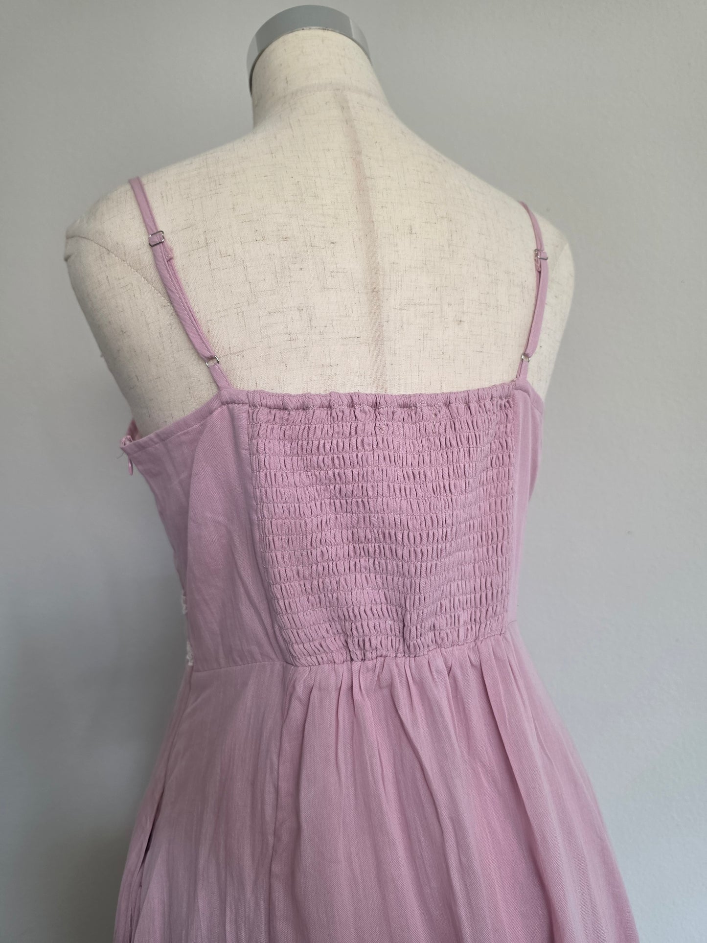 Ashley Lace Detail Cotton Pink Maxi Dress