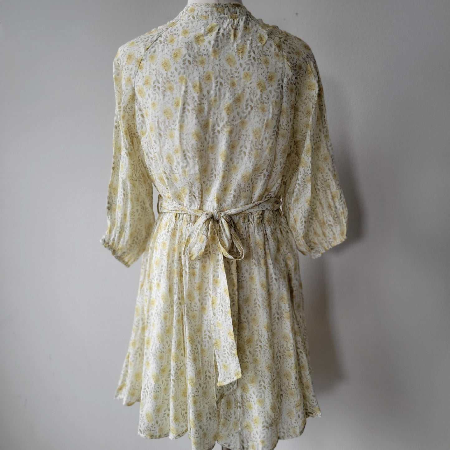 FLORAL FLARE SKIRT BUTTON DRESS Butter Yellow