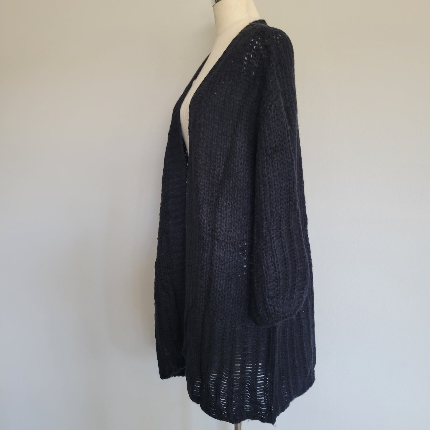 Oversized Knitted Long Cardigan Black