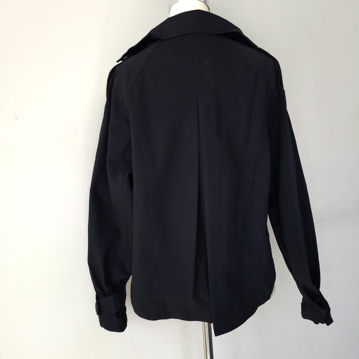 Cropped Cotton Trench Jacket Black