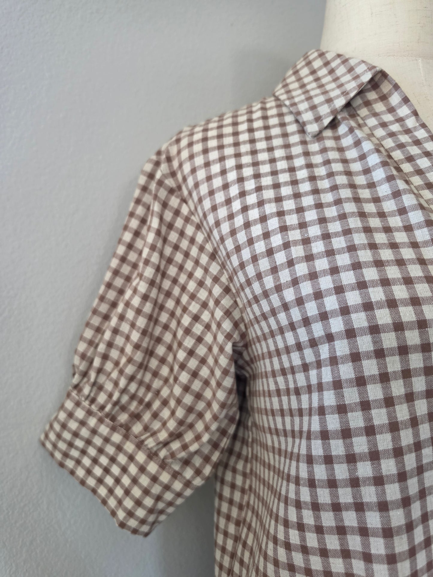 Dreama Cotton Gingham Puff Sleeve Blouse