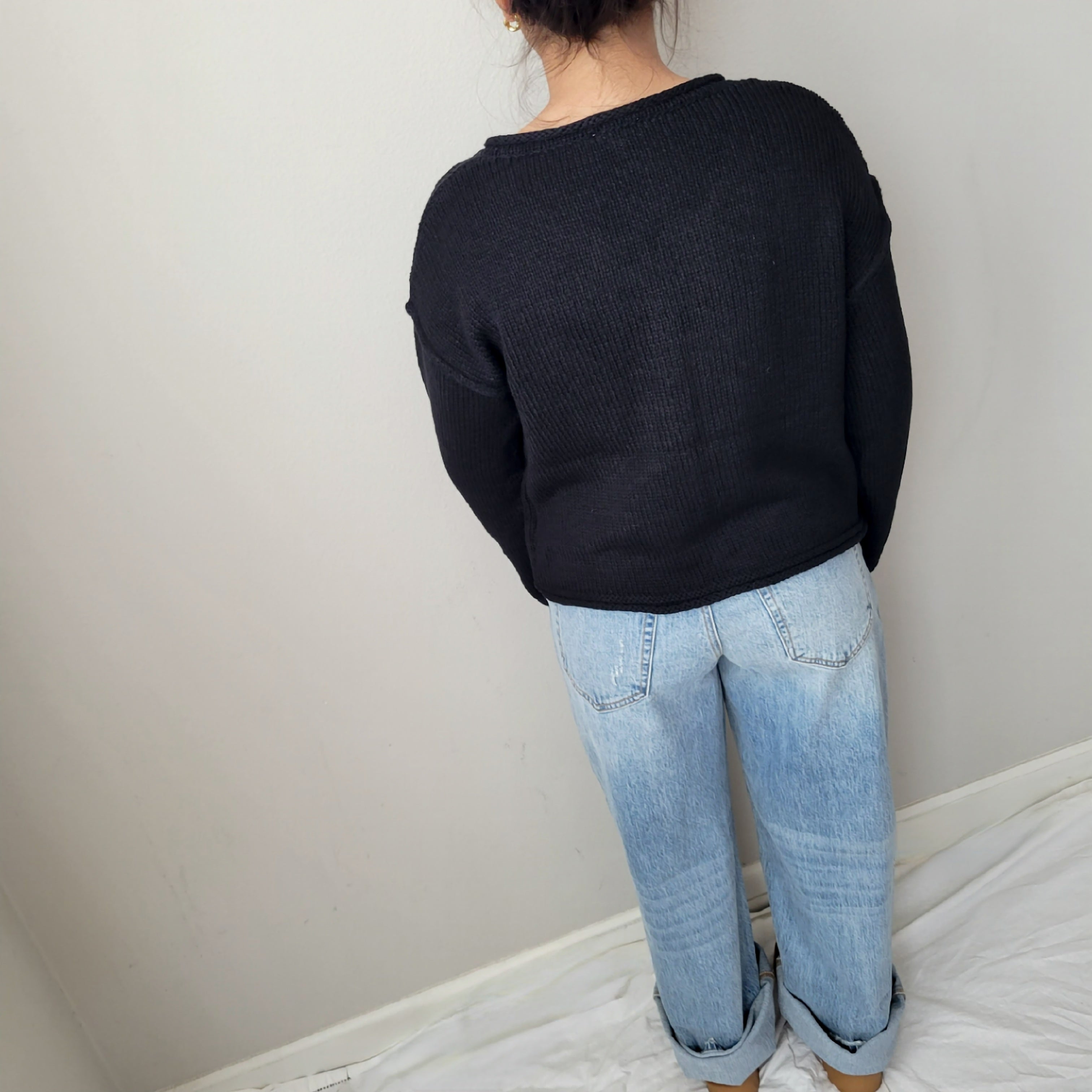 DROP SHOULDER OVERSIZED CROP CARDIGAN