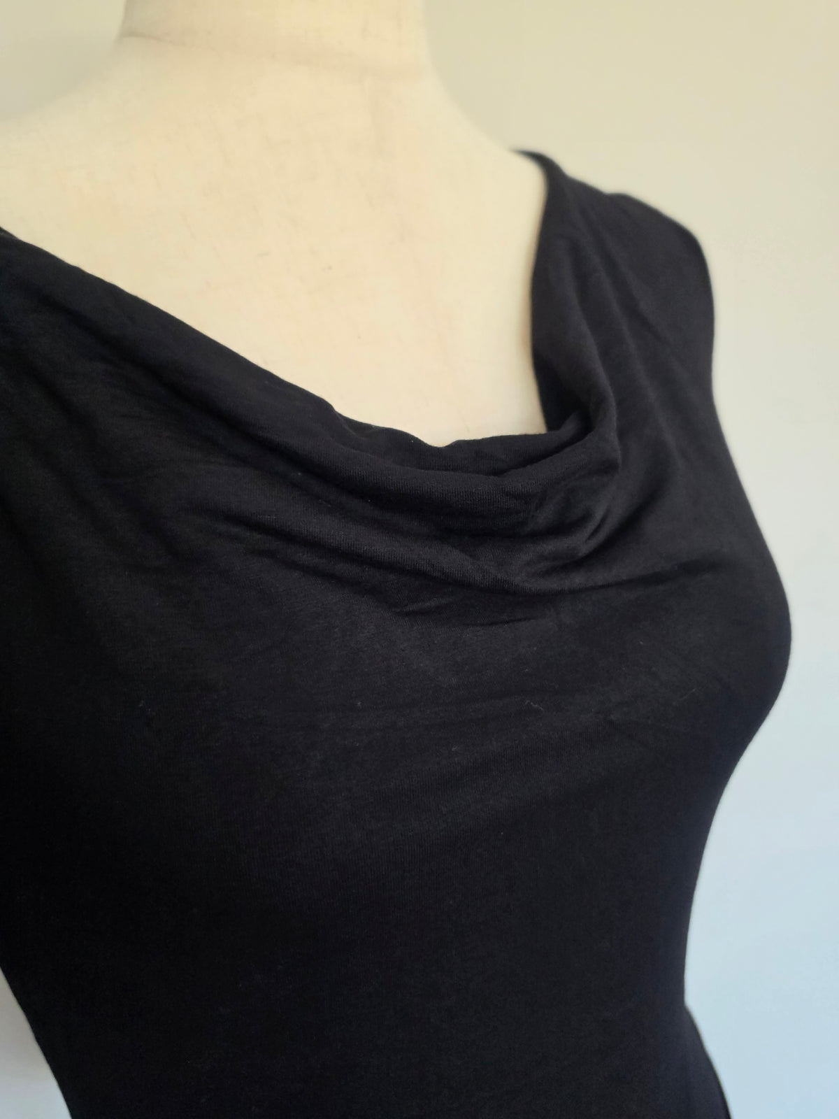 Soft Cowl Neck Short Sleeve Top Black