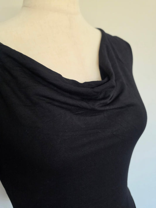 Soft Cowl Neck Short Sleeve Top Black