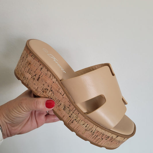 Platform Heel Taupe Sandal