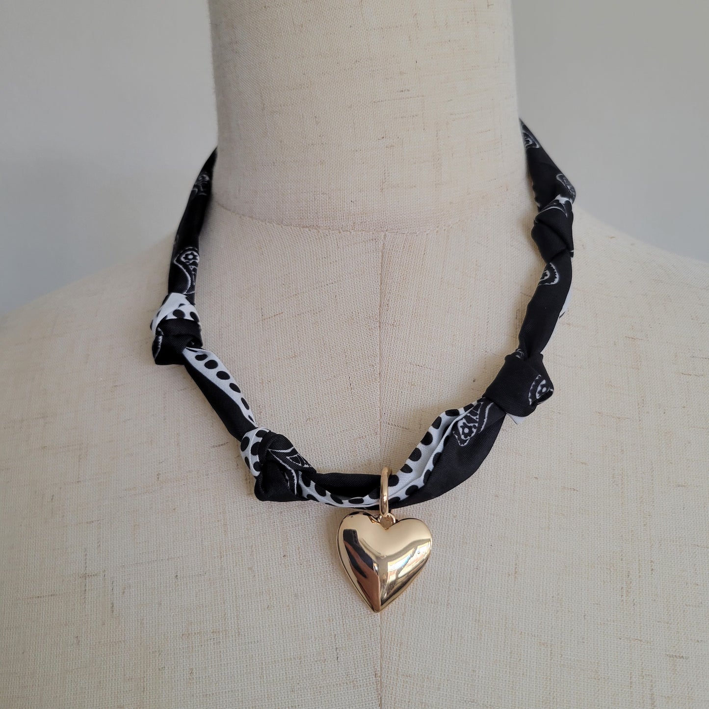 Handcrafted Scarf Interchangeable Heart Charm Necklace