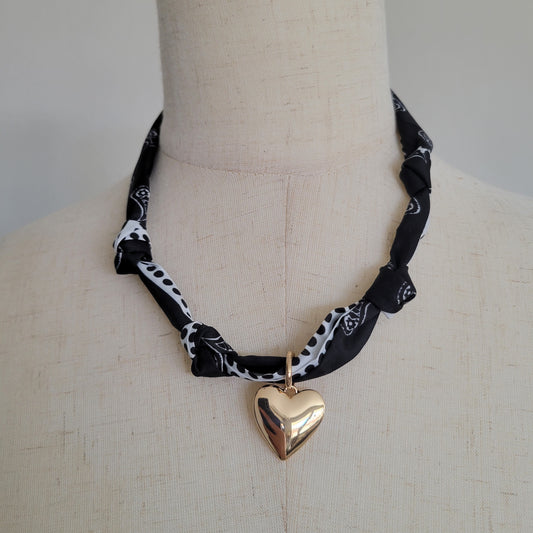 Handcrafted Scarf Interchangeable Heart Charm Necklace