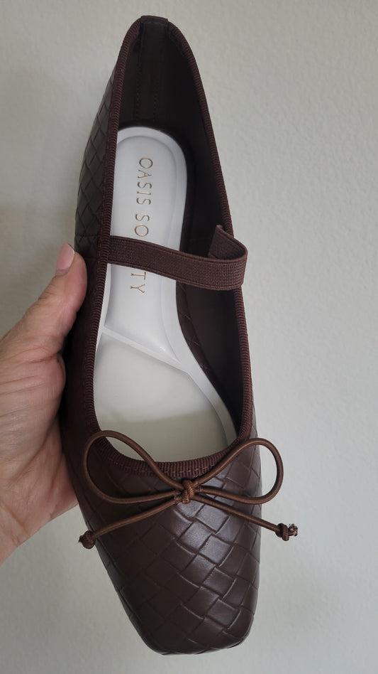 Woven Ballet Flat Espresso Brown Yvonne Shoes