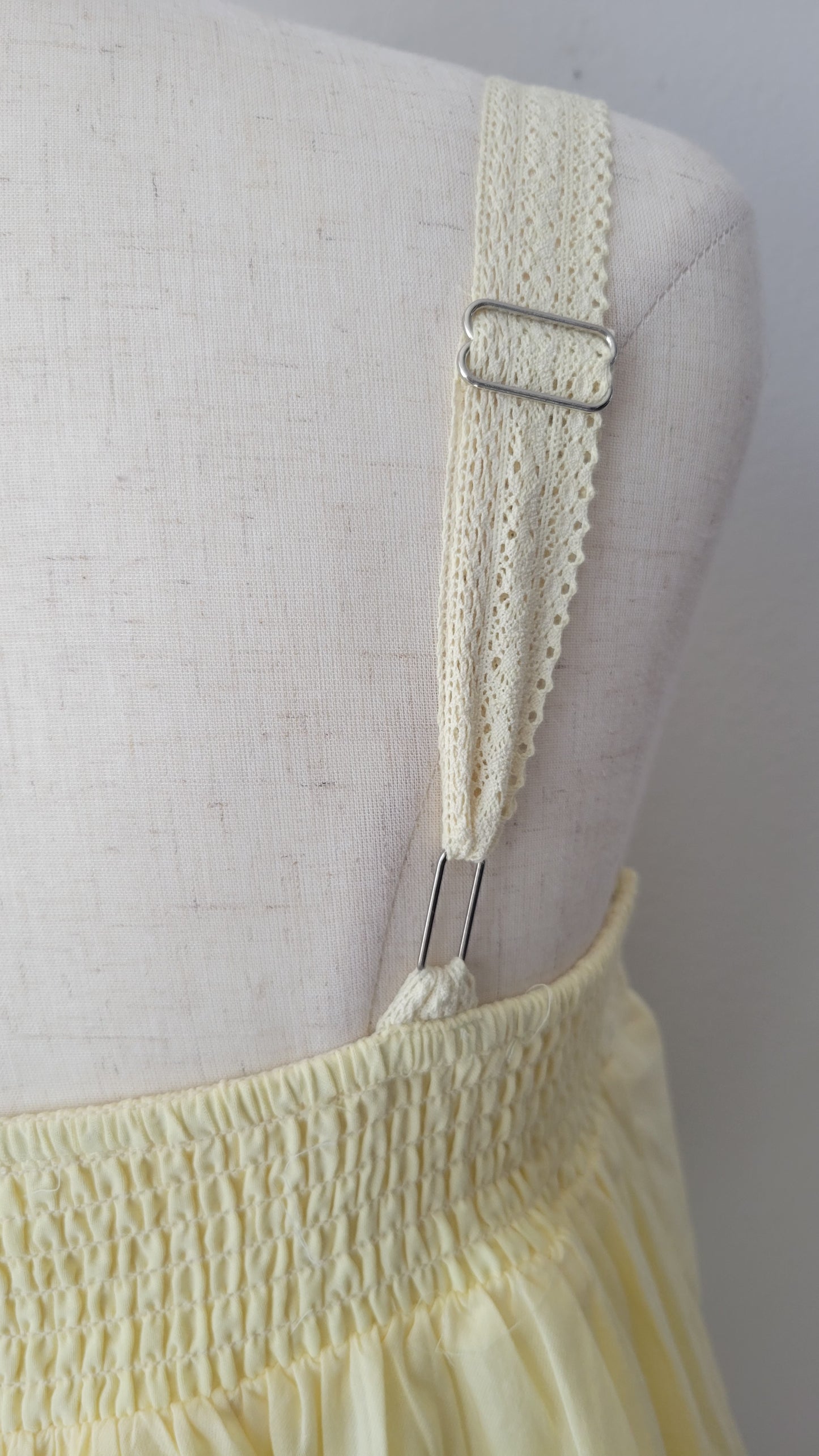 Jordan Pintuck Pleated Yellow Cotton Lace Tank Top