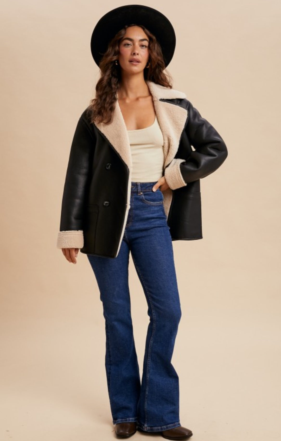 Vegan Leather SHEARLING COAT