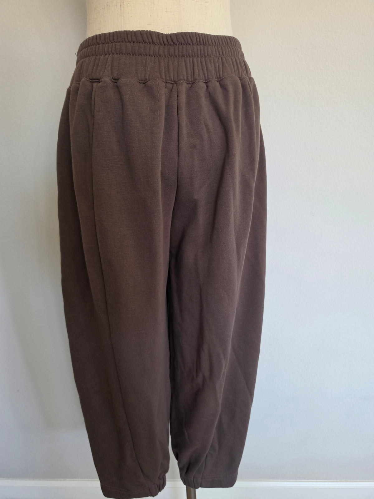 Relaxed Wide Leg Jogger Sweatpants Cotton Dark Brown