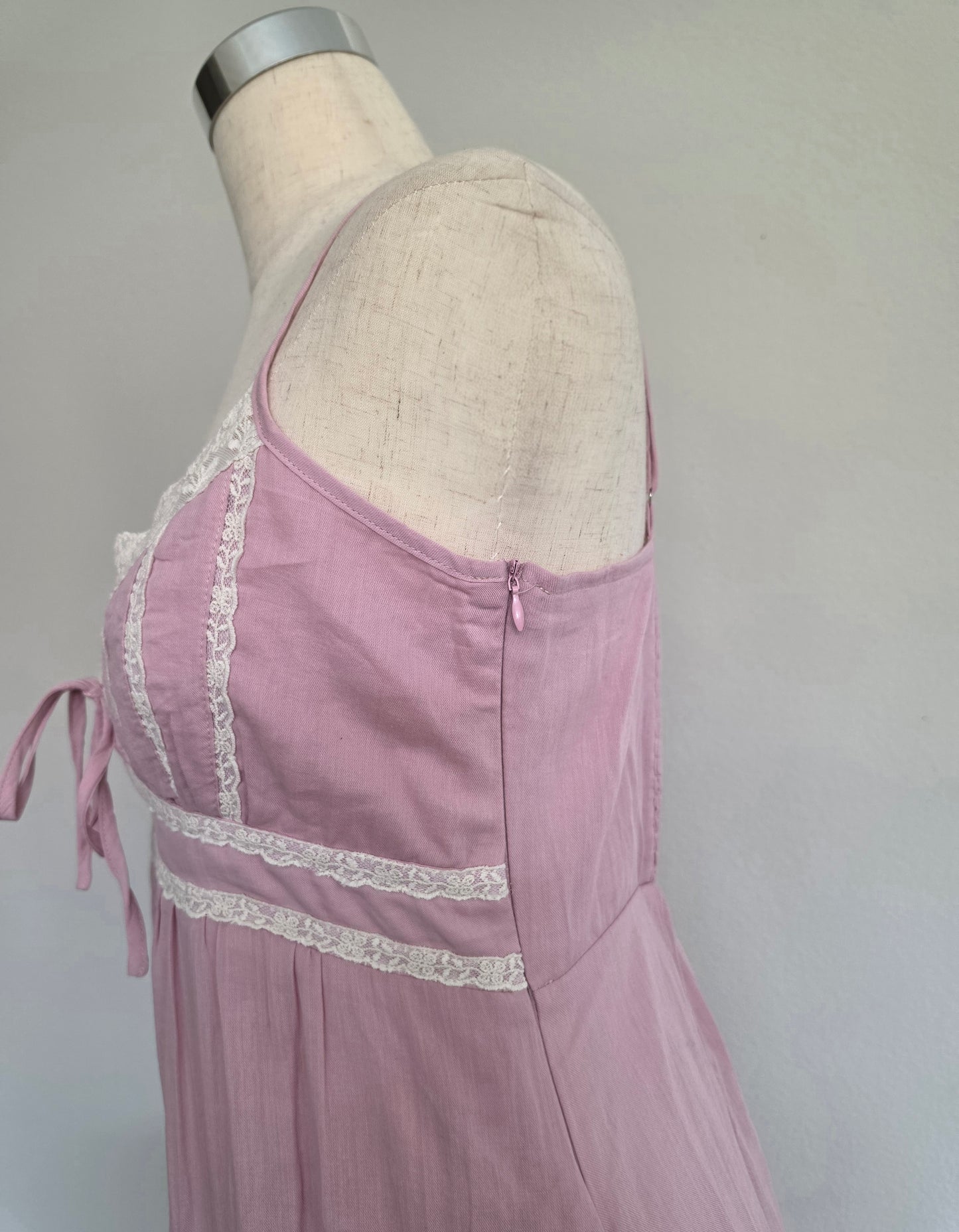 Ashley Lace Detail Cotton Pink Maxi Dress
