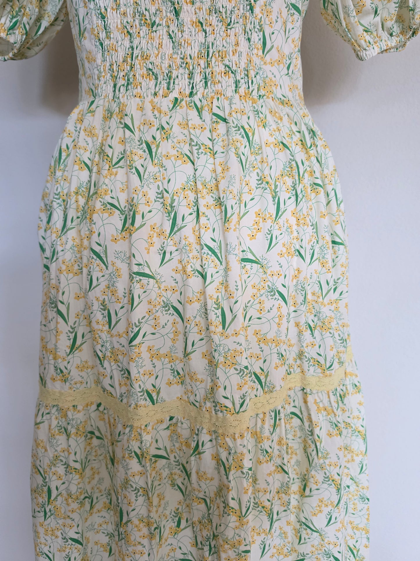 Melissa Daffodil Floral Cotton Square Neck Maxi Dress